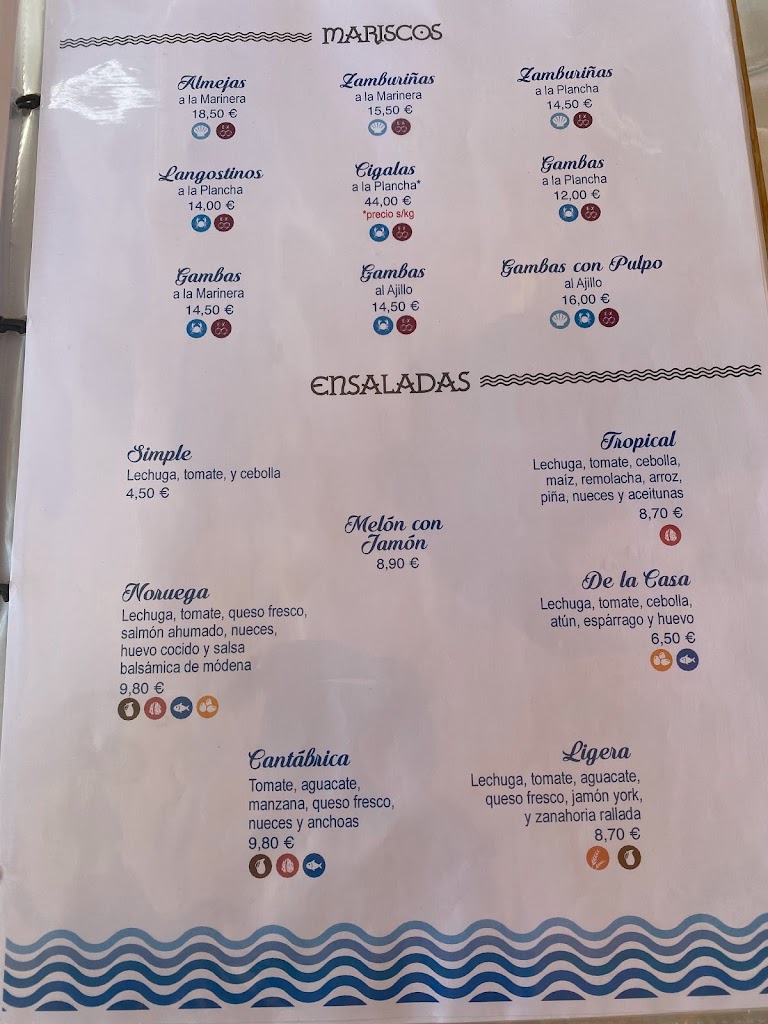 La Cabana del Pescador — Carta