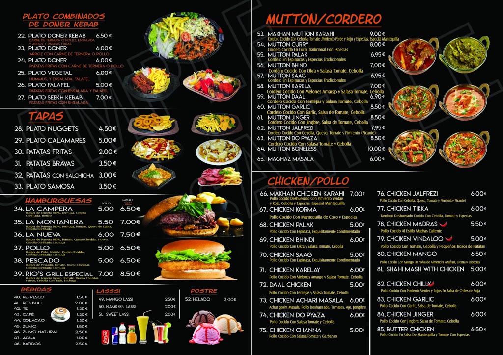 Rios grill — Carta