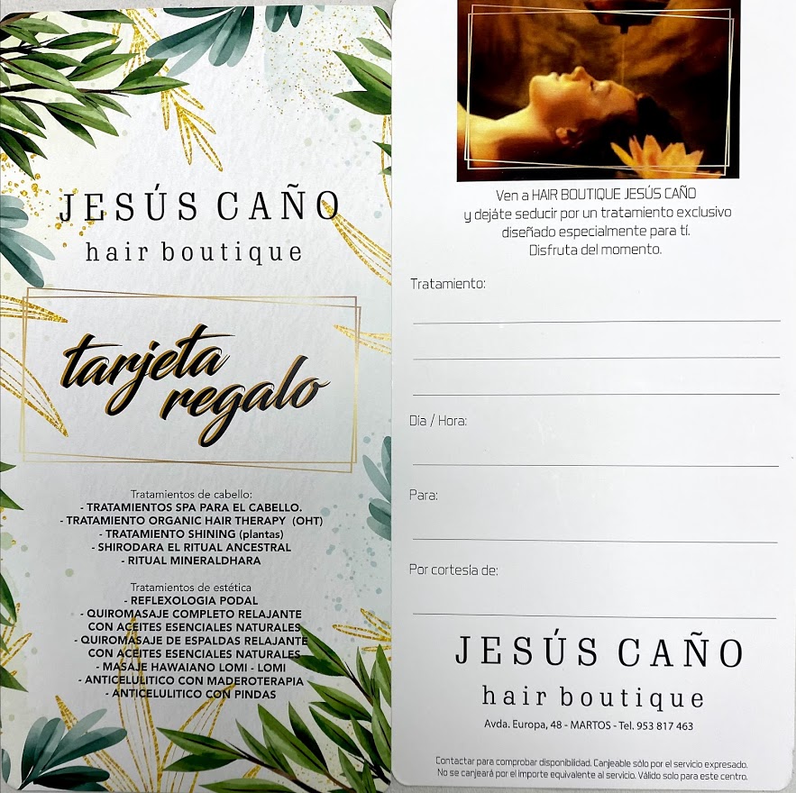 Peluqueria Jesus Cano Hair Boutique — Carta