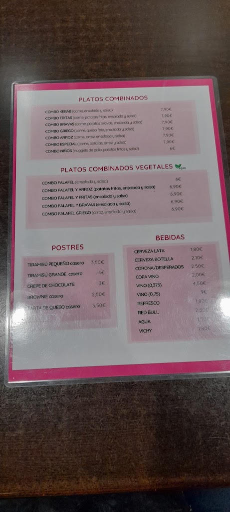 Kebab Sant Cugat — Carta