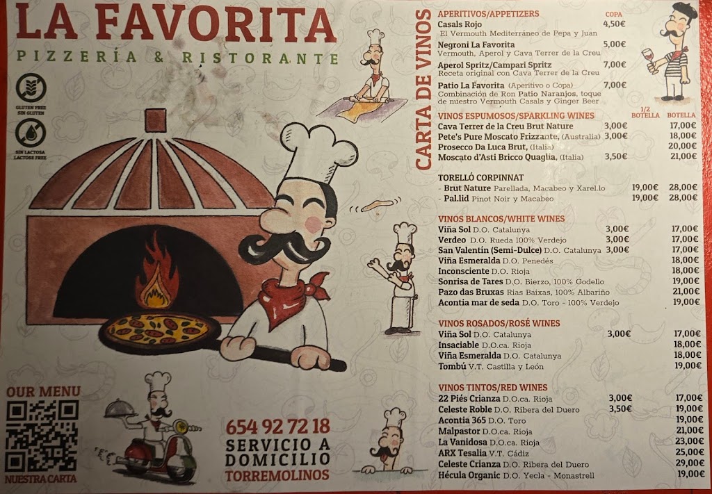 Pizzeria La Favorita Torremolinos — Carta