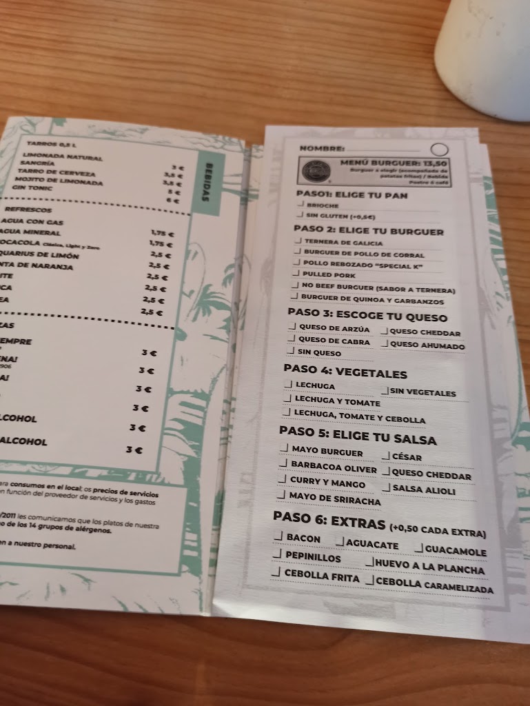 La Burgueria (Santiago de Compostela) — Carta