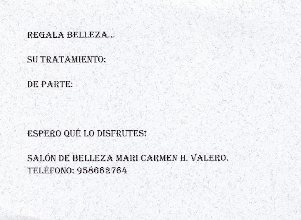 Salon de Belleza Maria Carmen Valero — Carta