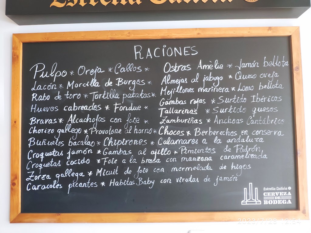 Bodega Bar Ermita — Carta