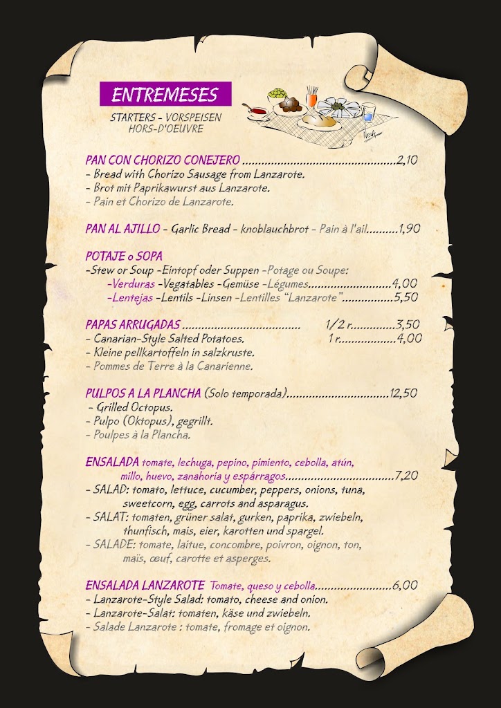 Bar Cafeteria La Tahona — Carta