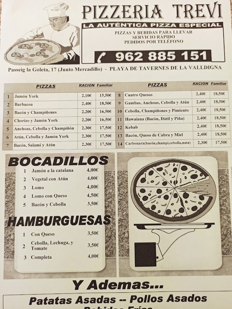TREVI Pizzeria — Carta