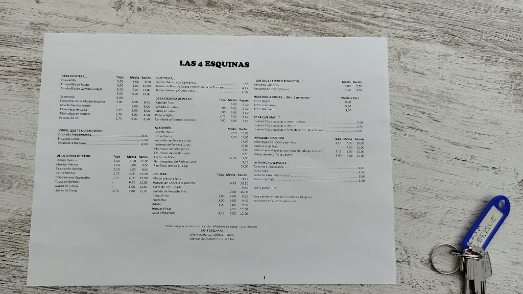 Las Cuatro Esquinas — Carta