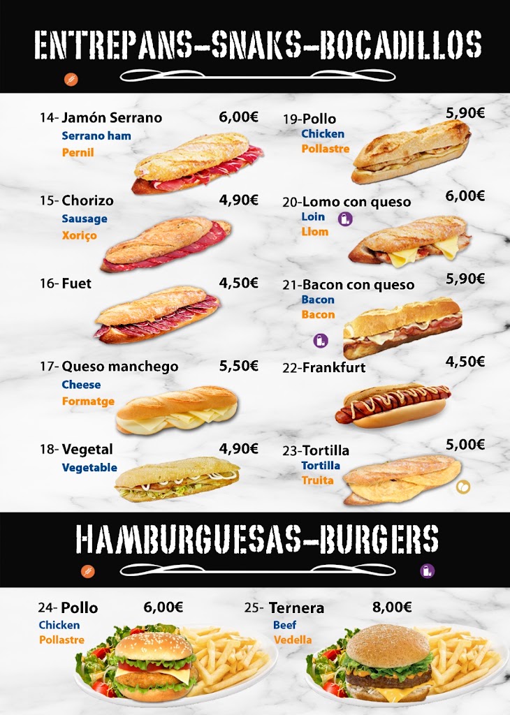 Restaurante Jamon 2 — Carta