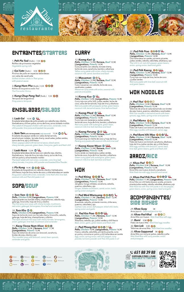 Sala Thai Food — Carta