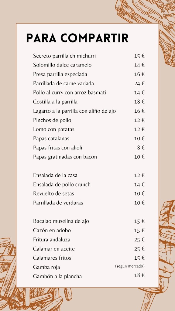 Restaurante New Casa Bayarcal — Carta