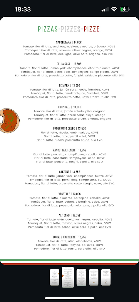 Pizzeria Da Bruno — Carta