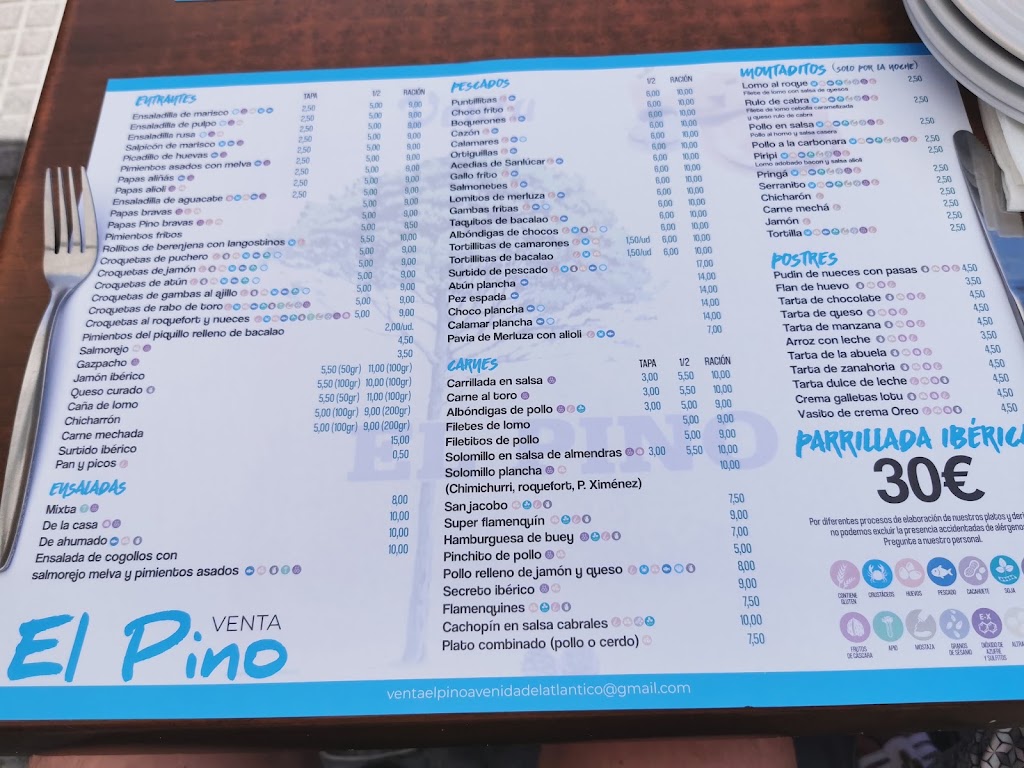 Venta el Pino — Carta