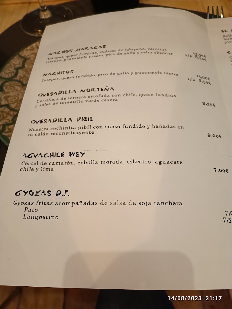 Tacomaracas — Carta