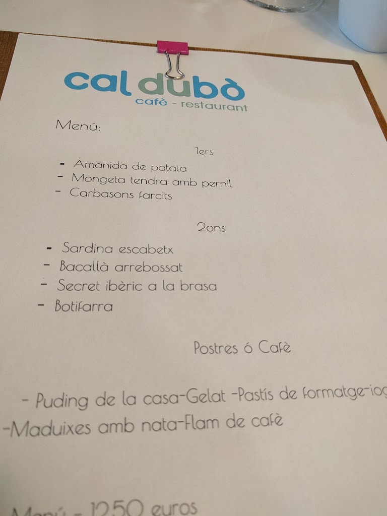 Dubo cafe-restaurant — Carta