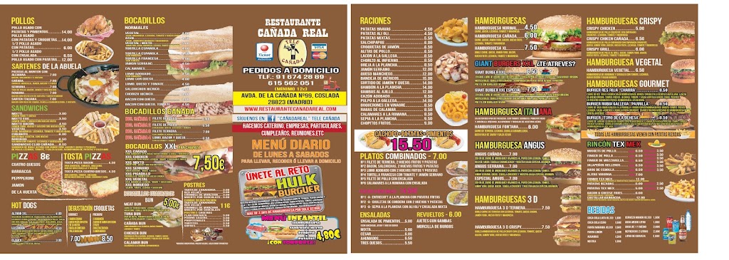 Restaurante Canada Real — Carta
