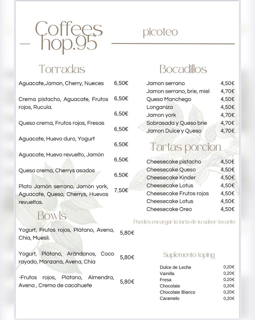CoffeeShop.95 - Cafeteria — Carta