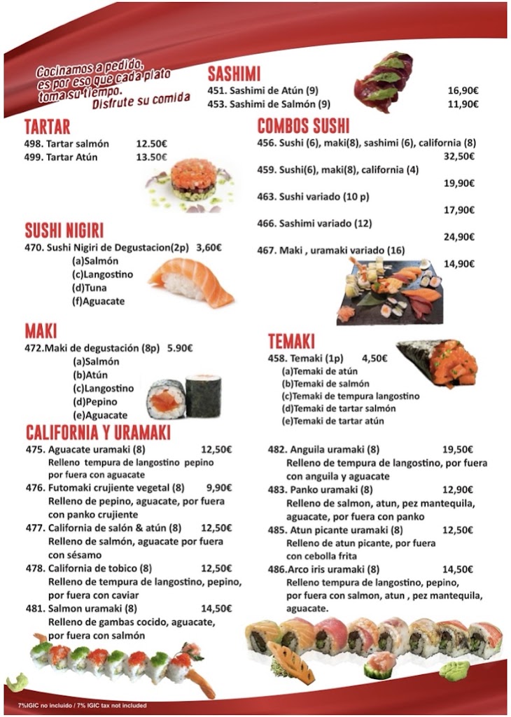 RESTAURANTE ASIAN KITCHEN TEPPANYAKI SHOW — Carta