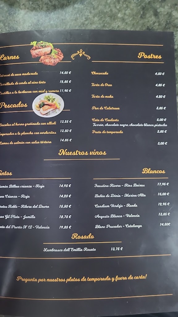 Bar Cafeteria Penya 2 — Carta