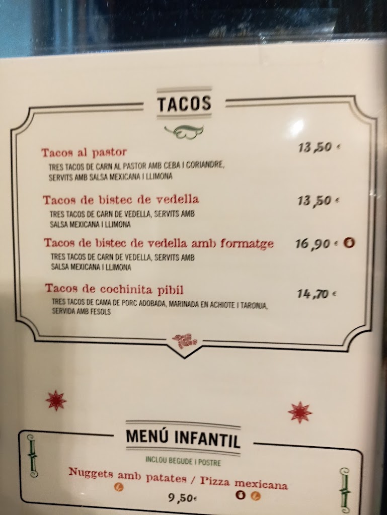 El Mexicano de Sant Cugat — Carta