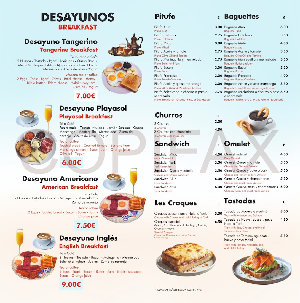 Restaurante Playasol — Carta