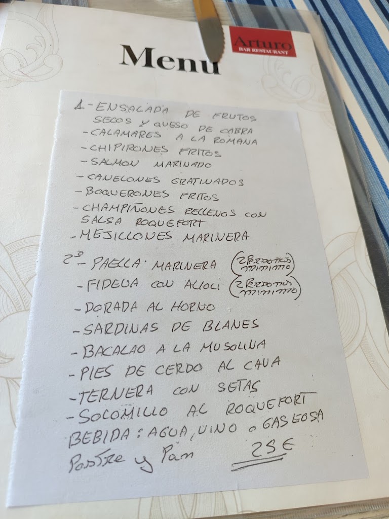 Bar Arturo — Carta
