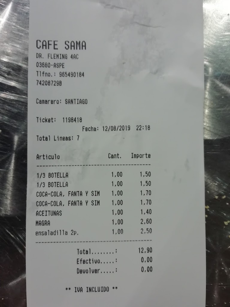Cafe Sama — Carta