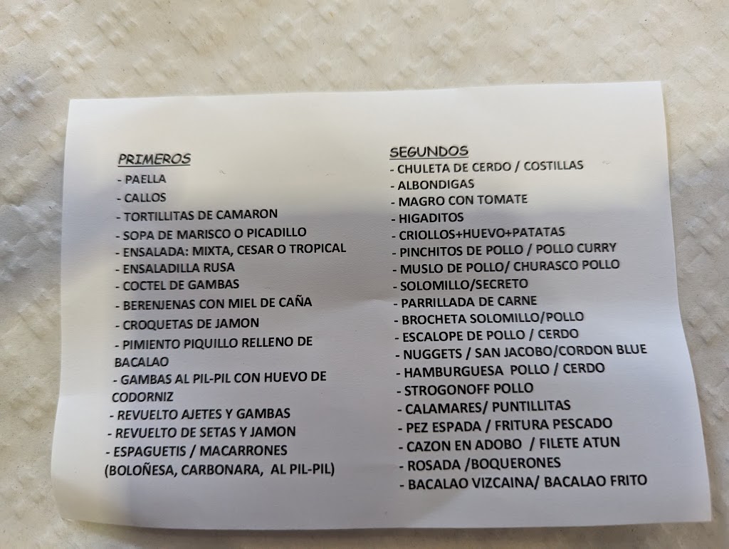 Restaurante La Cuchara — Carta