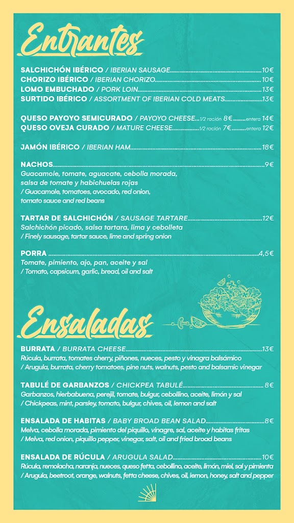 Bar Aljibe Ronda — Carta