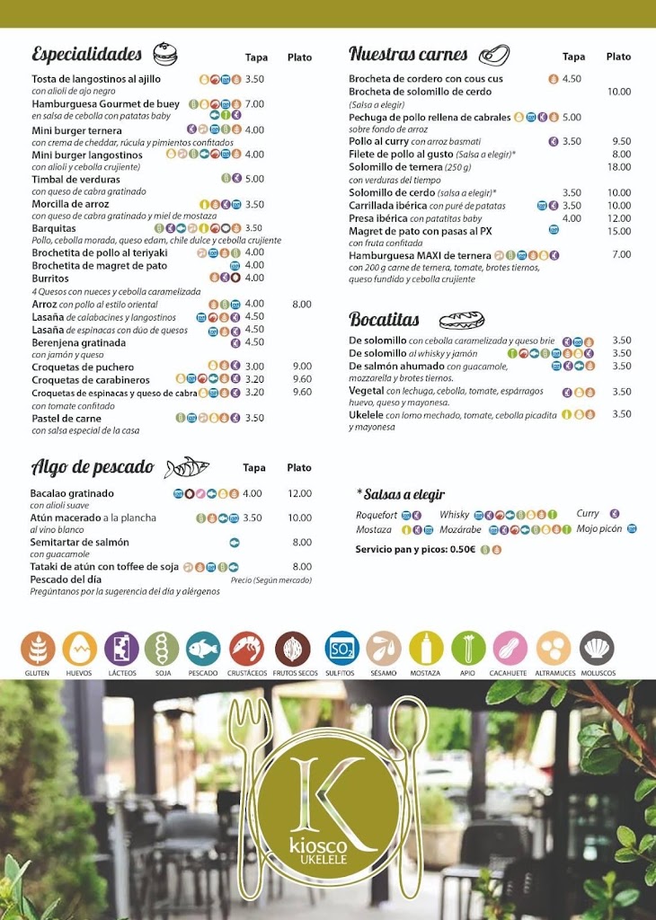 Restaurante Kiosco Ukelele — Carta