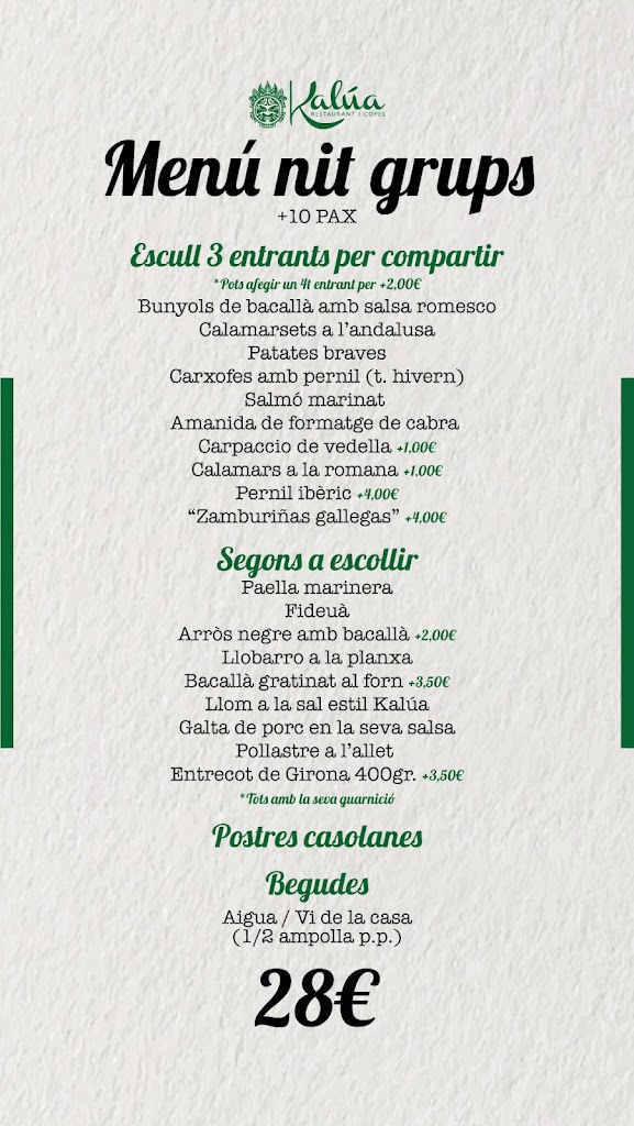 Restaurant Kalua — Carta