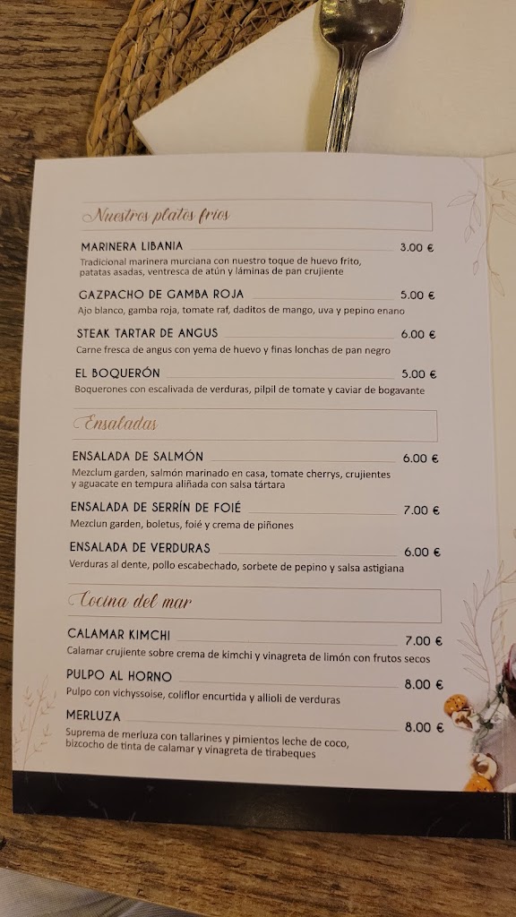 Restaurante La Muleta Celebraciones — Carta