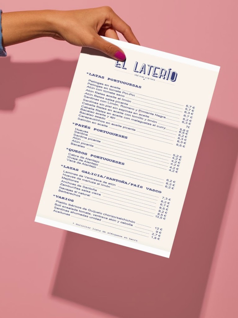 EL LATERIO BILBAO- BAR PORTUGUES DE LATAS GOURMET- — Carta