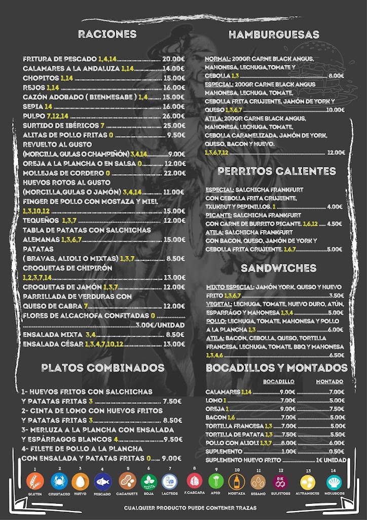 Cerveceria Atila — Carta