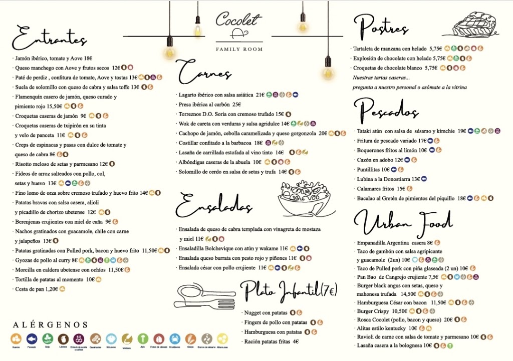 Restaurante Cocolet — Carta