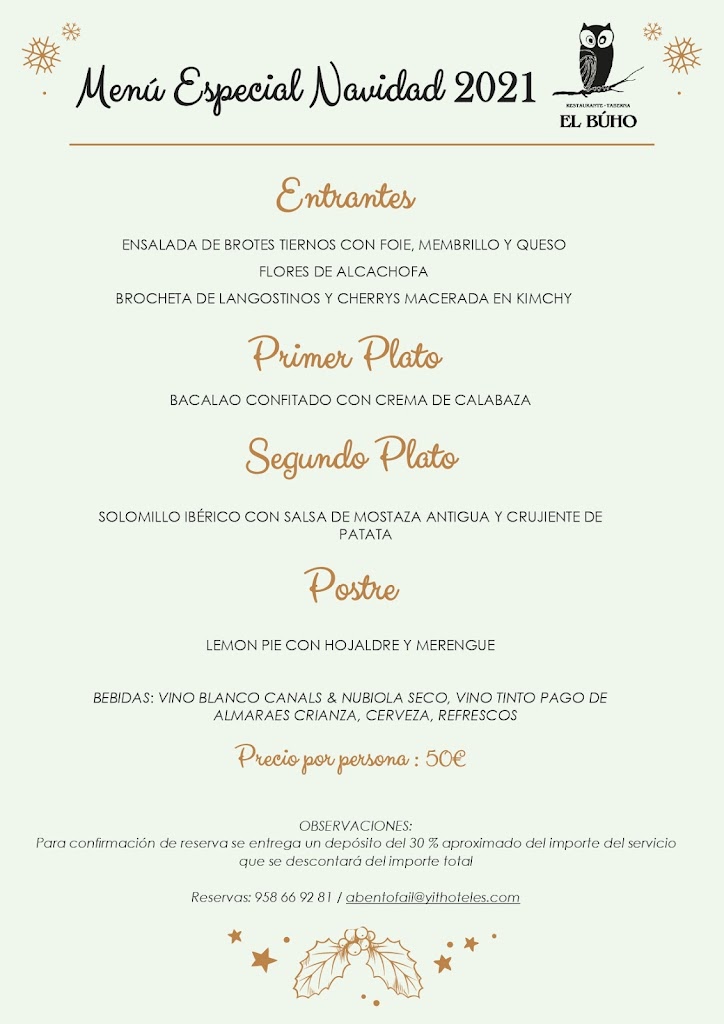 Taberna El Buho — Carta