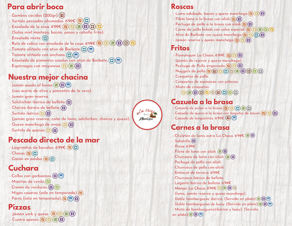 Restaurante La Choza del Abogao Antequera — Carta