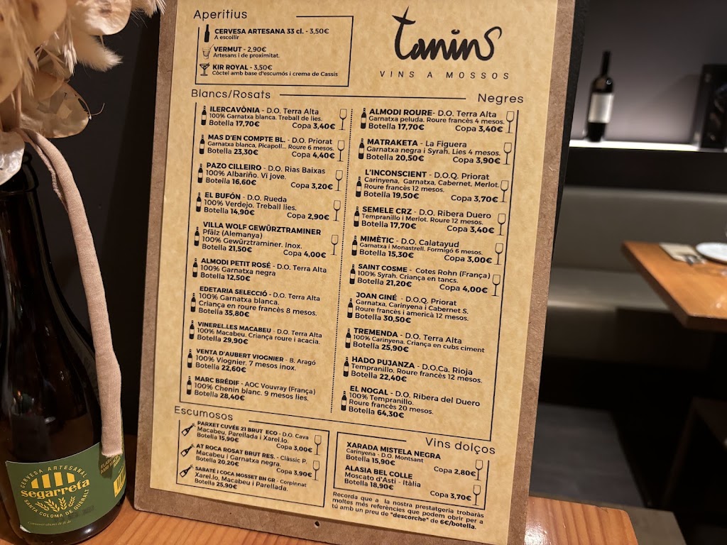 TANINS - VINS A MOSSOS — Carta