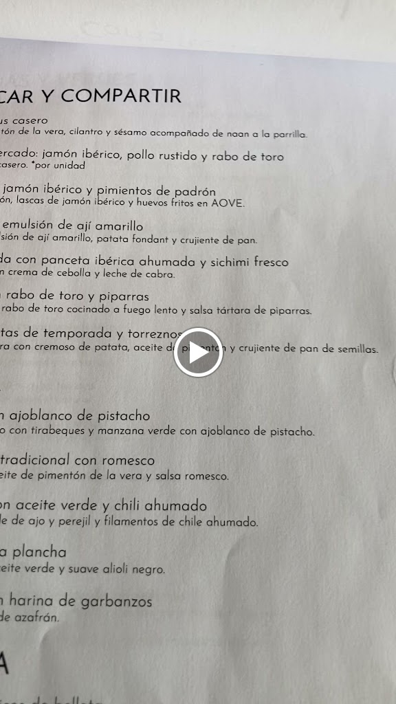 Restaurante El Meloso — Carta