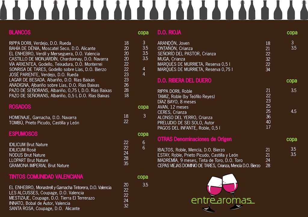 Restaurante Entrearomas — Carta