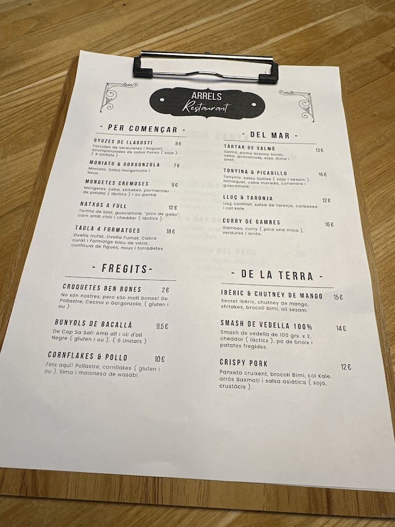 Restaurant Arrels — Carta