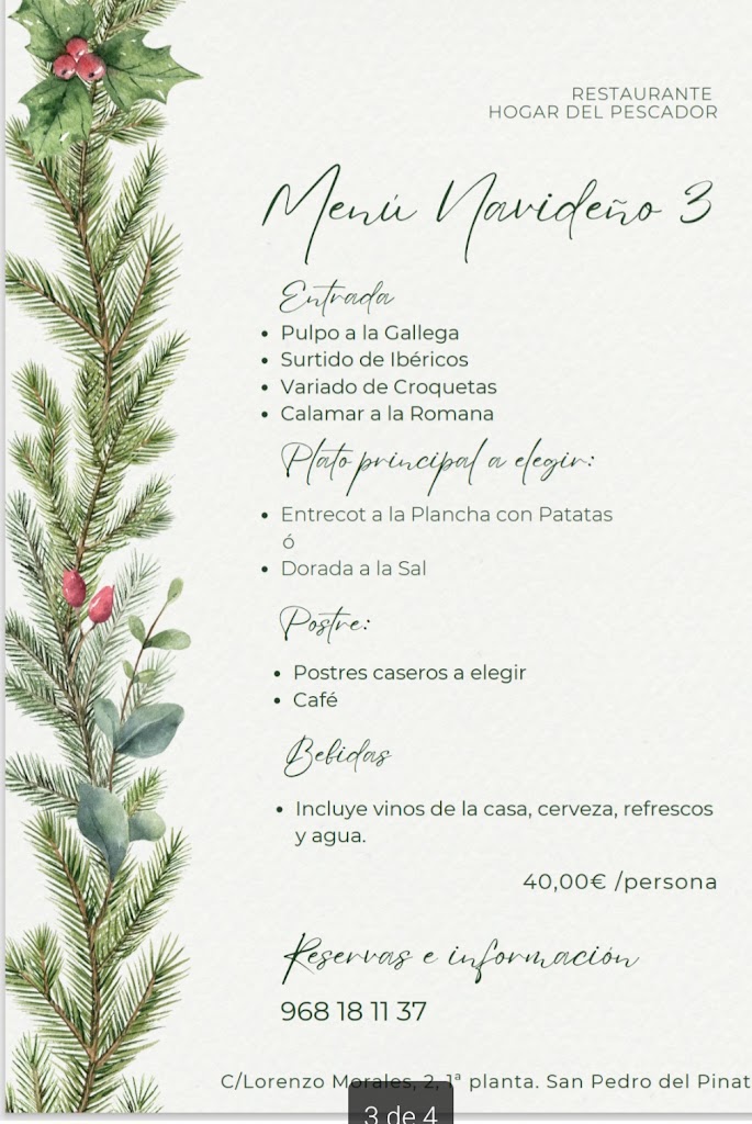 Restaurante Hogar Del Pescador — Carta