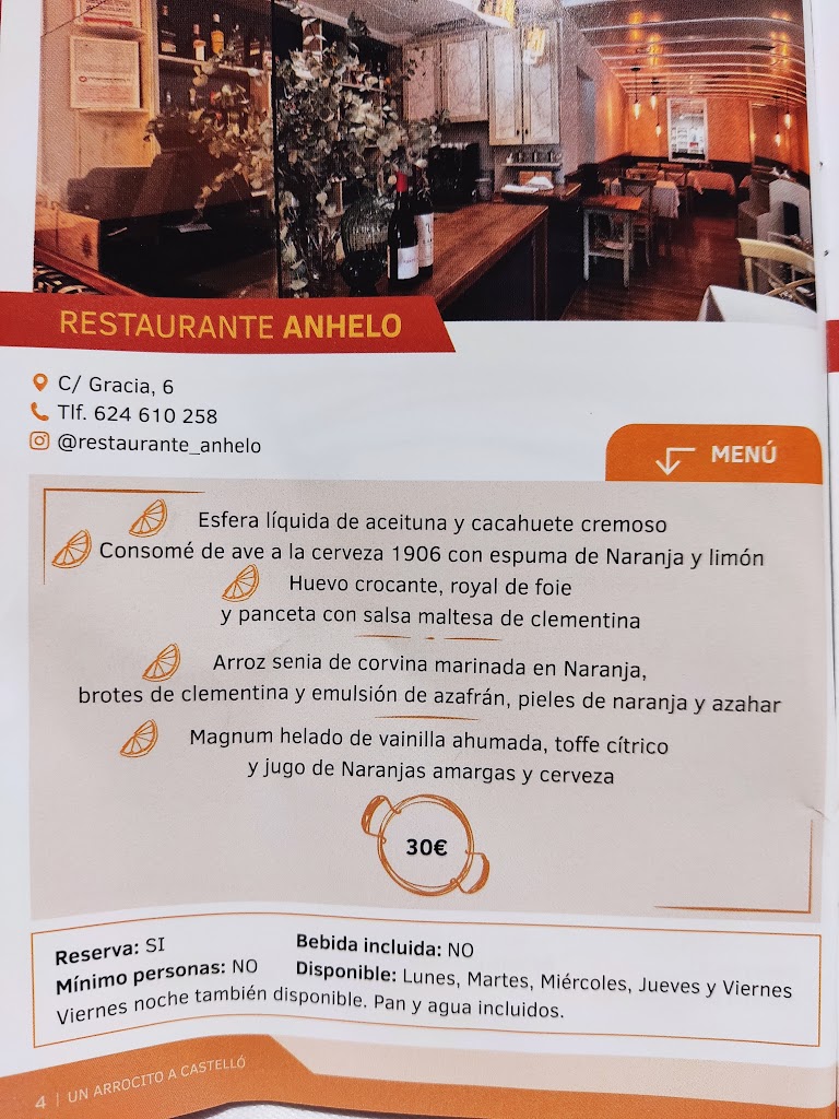 Anhelo Restaurante — Carta