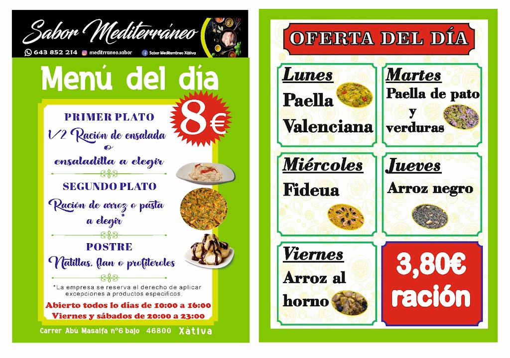 Sabor Mediterraneo — Carta
