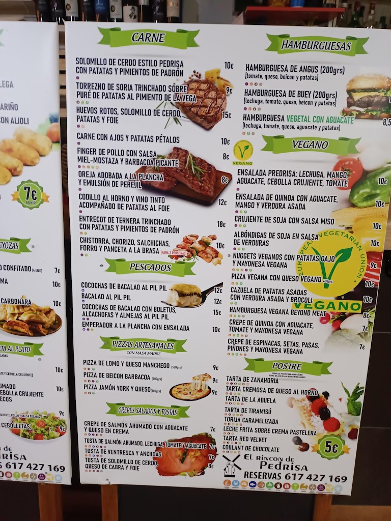 Restaurante El Rincon de Pedrisa — Carta