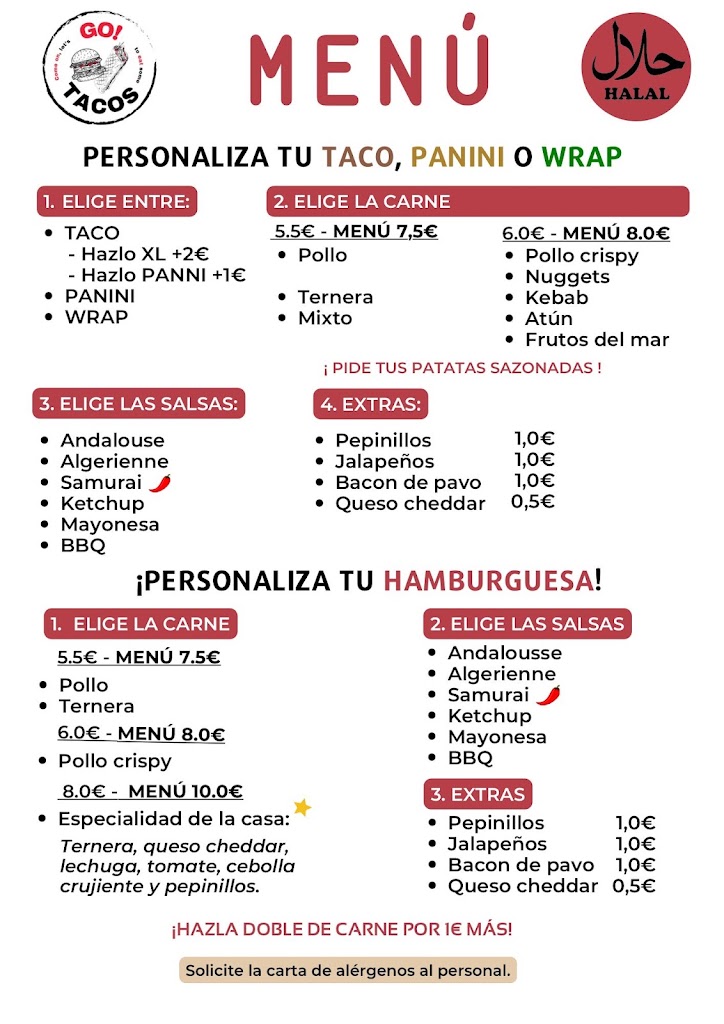 Go! Tacos — Carta