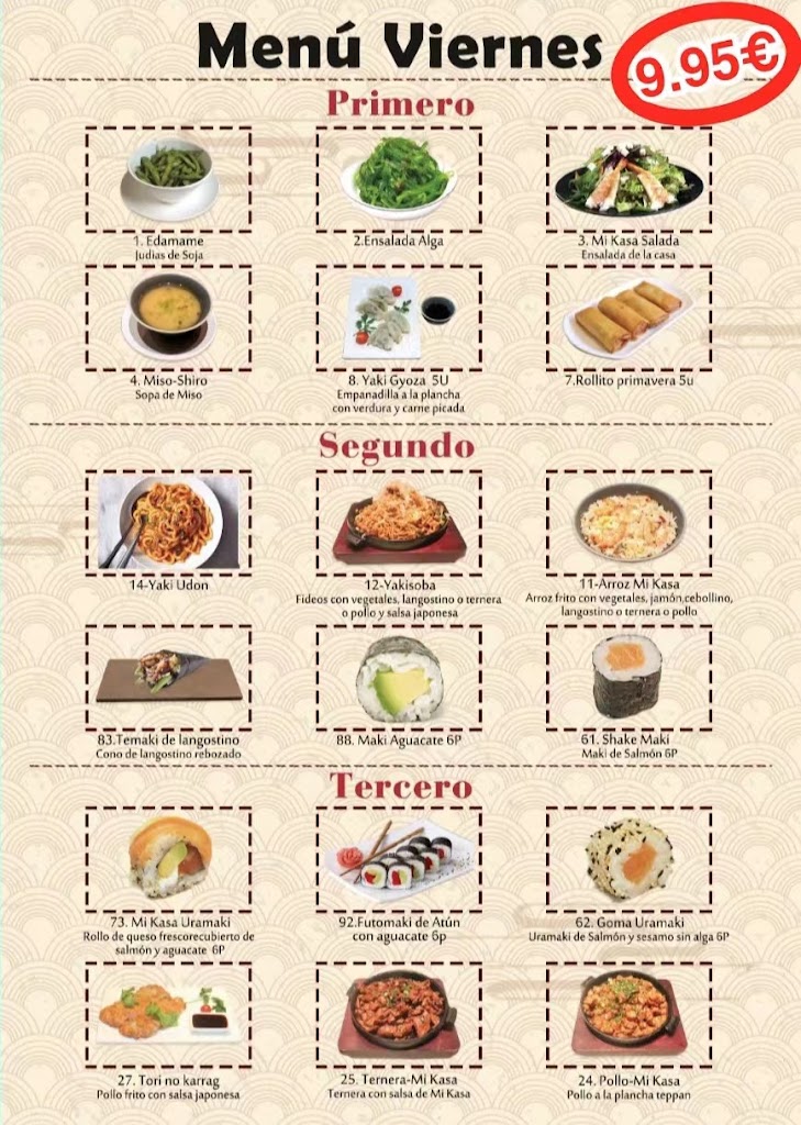 Restaurante Mikasa — Carta