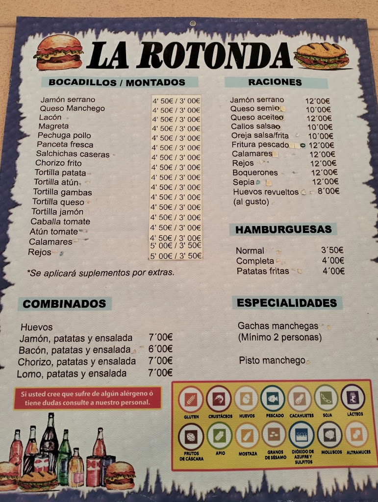 Bar Cafeteria LA ROTONDA. — Carta