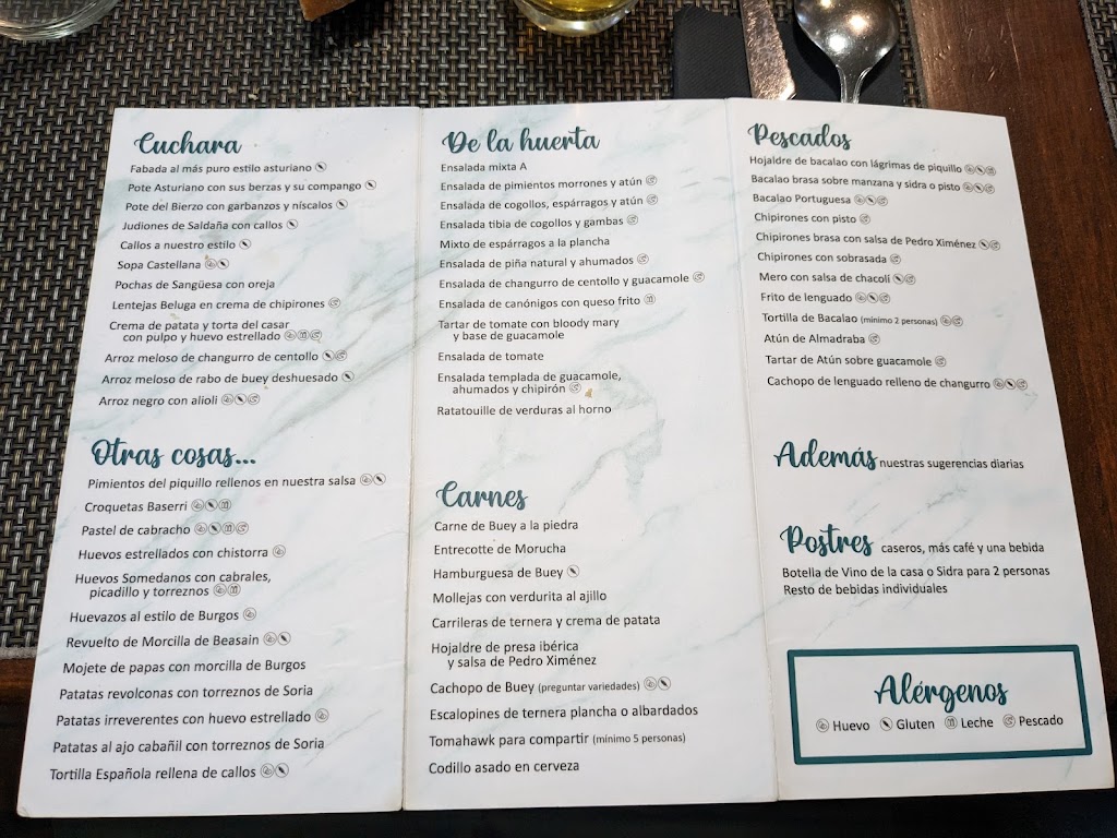 Asador Baserri — Carta
