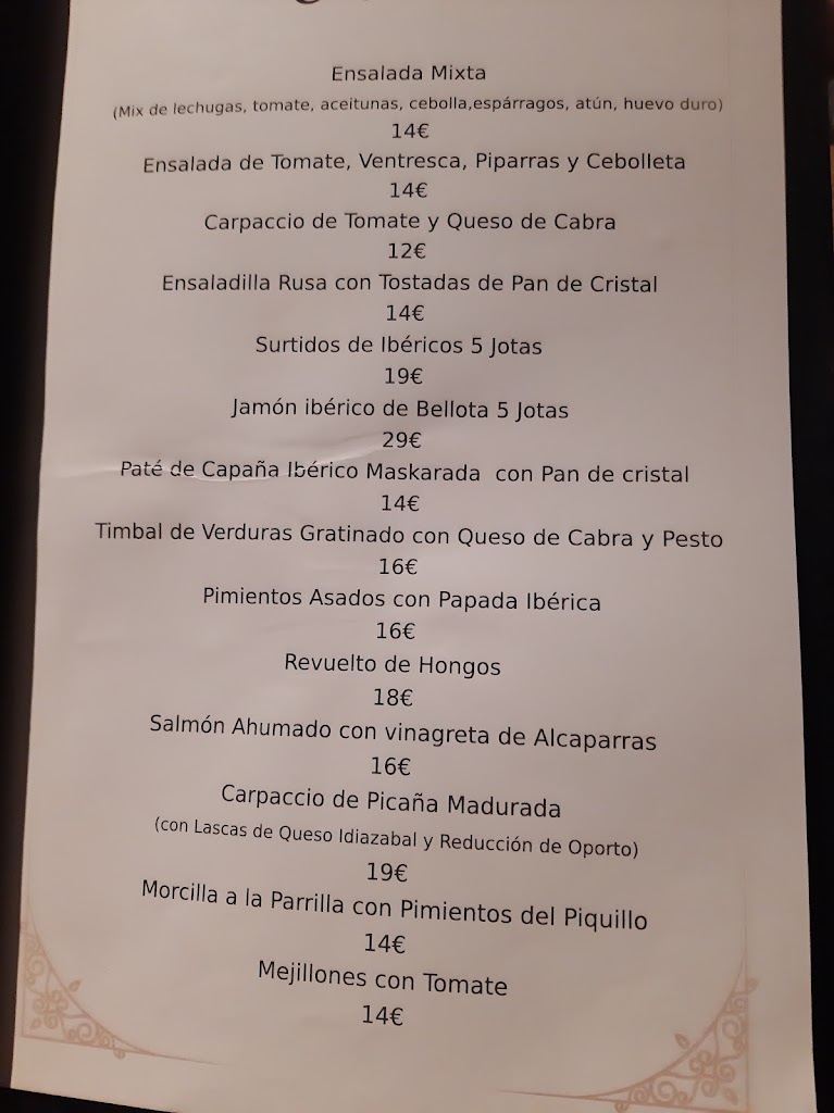 RESTAURANTE CASA LUIS — Carta
