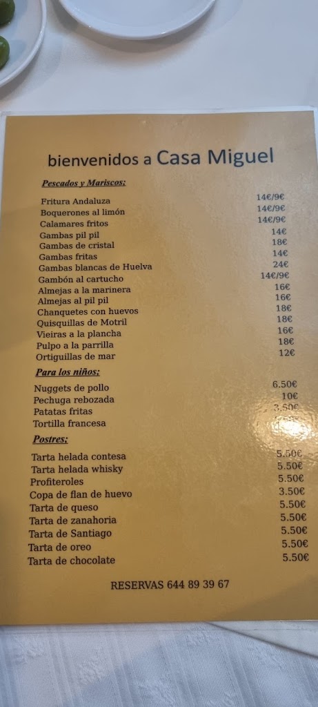CASA MIGUEL — Carta